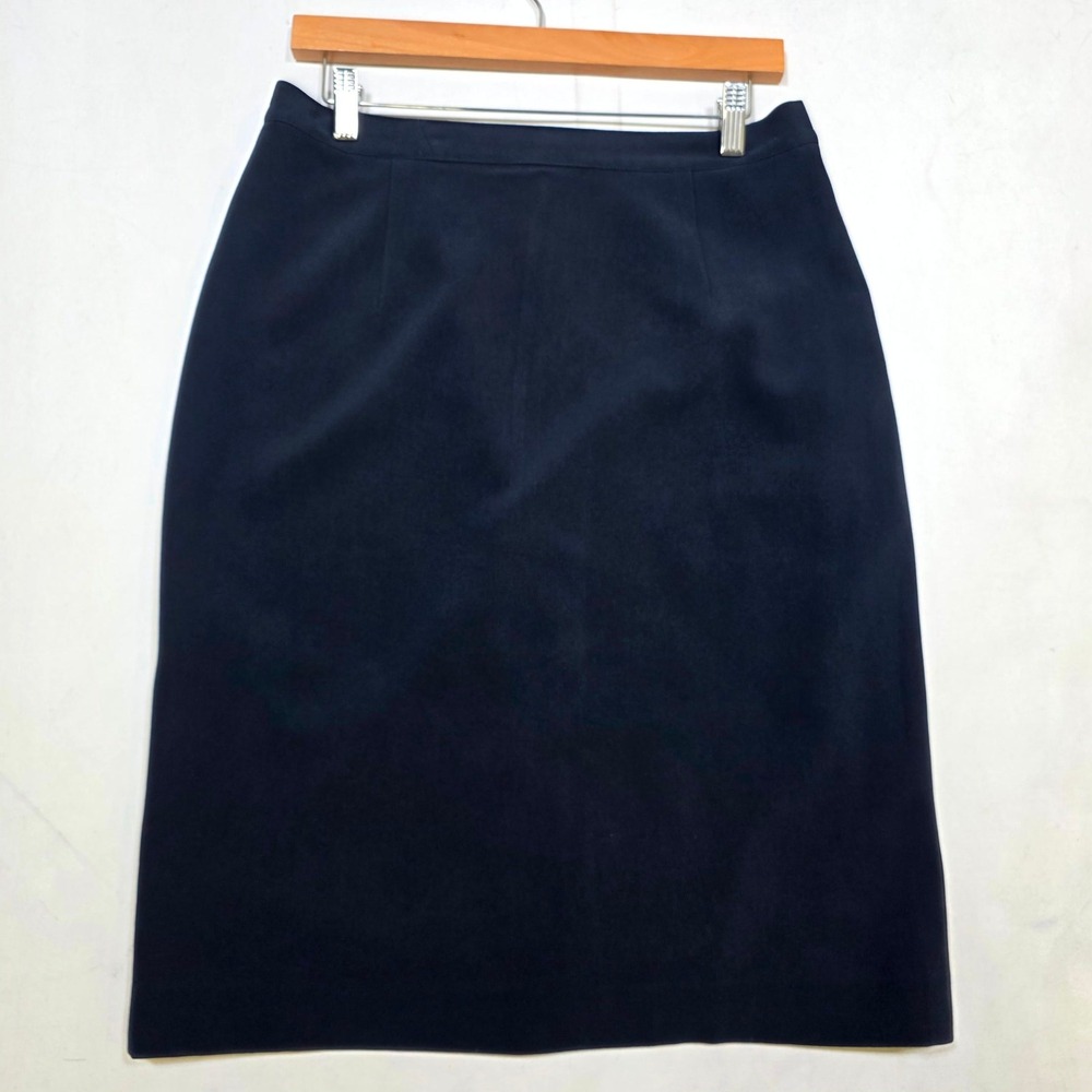 LOFT Midi Skirt Women 8 Navy Blue A-Line Lined Back Vent Professional Work Wear